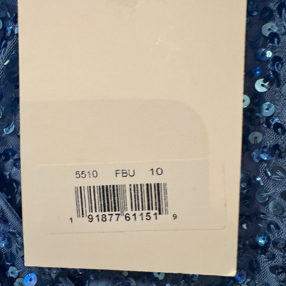 Mac Duggal Blue Long-Sleeve Sequin Gown - Picture 7 of 7